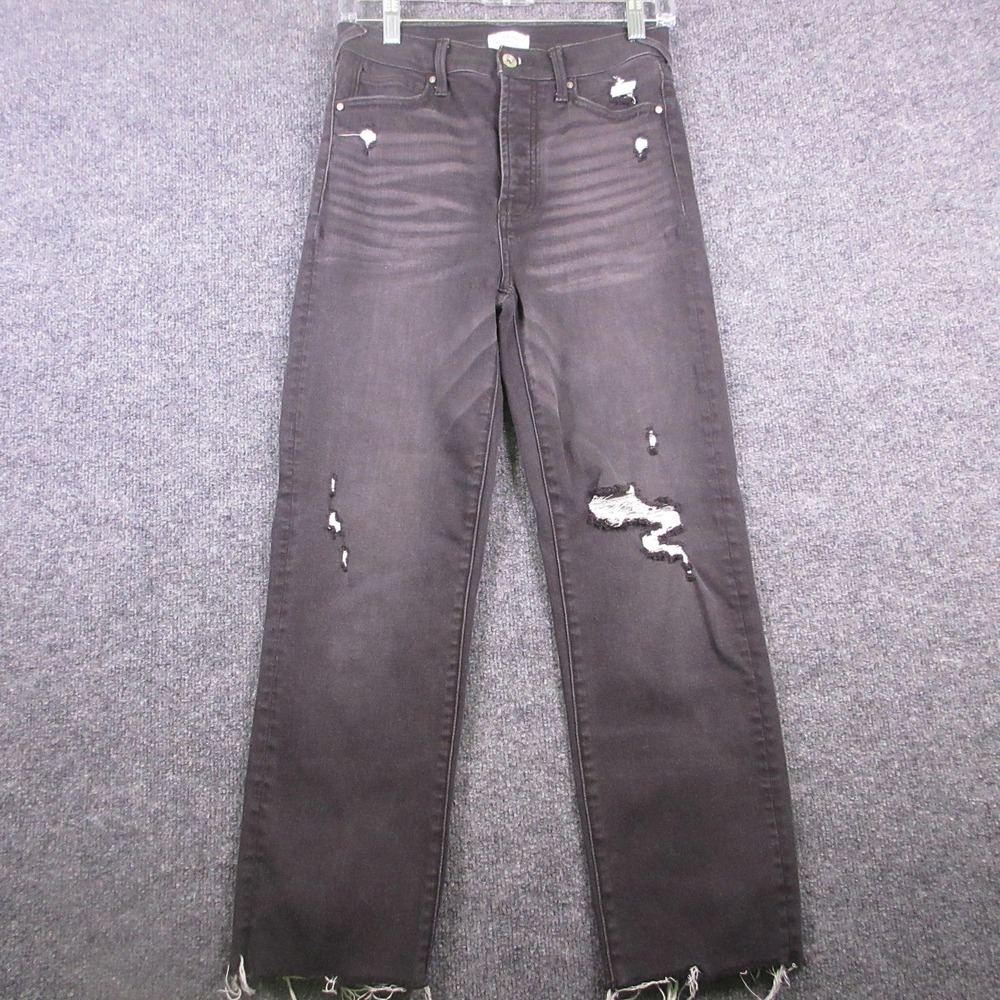 Serra Retreat Jeans Womens 4/27 Gray Carbon Beach High Rise Distressed Cropped